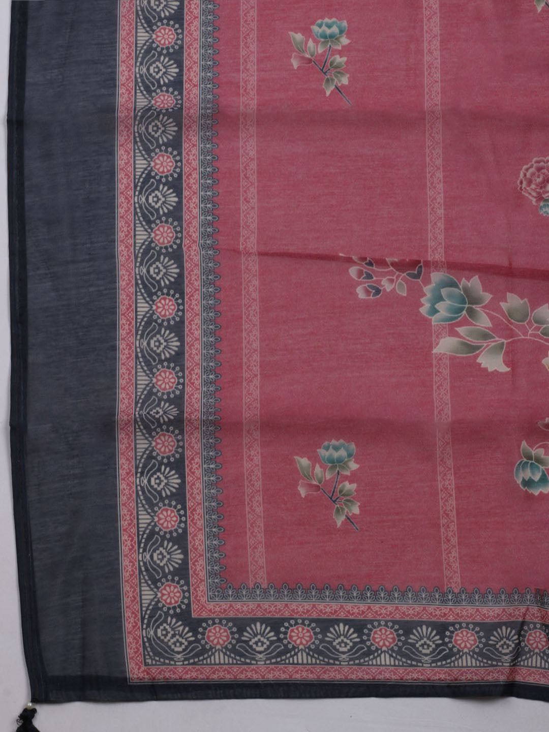 Printed Chanderi Unstitched Suit With Dupatta