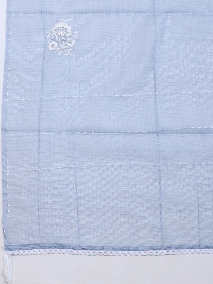 Neck Embroidered Cotton Blend Unstitched Suit With Dupatta