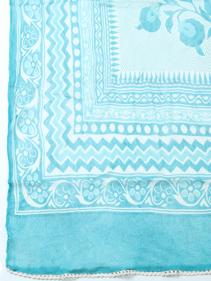 Embroidered Cotton Blend Unstitched Suit With Pant &amp; Dupatta