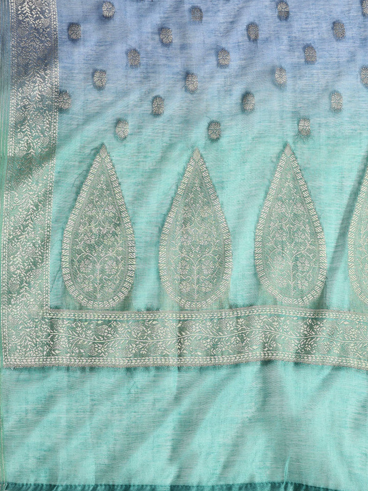Neck Embroidered Chanderi Unstitched Suit With Dupatta