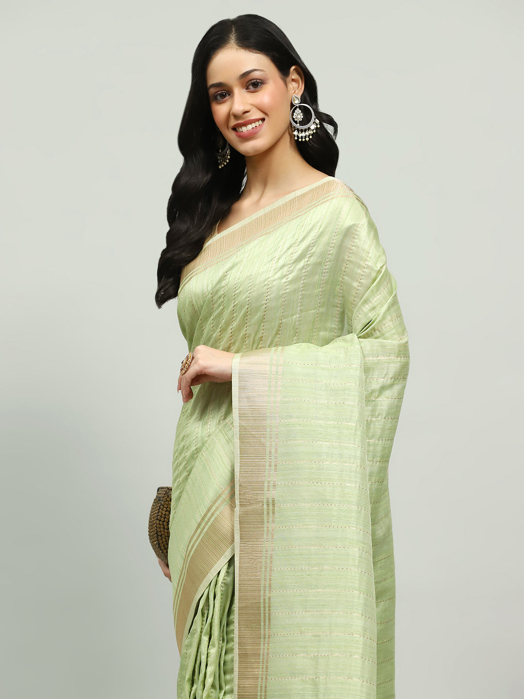 Embroidered Border Booti Art Silk Saree
