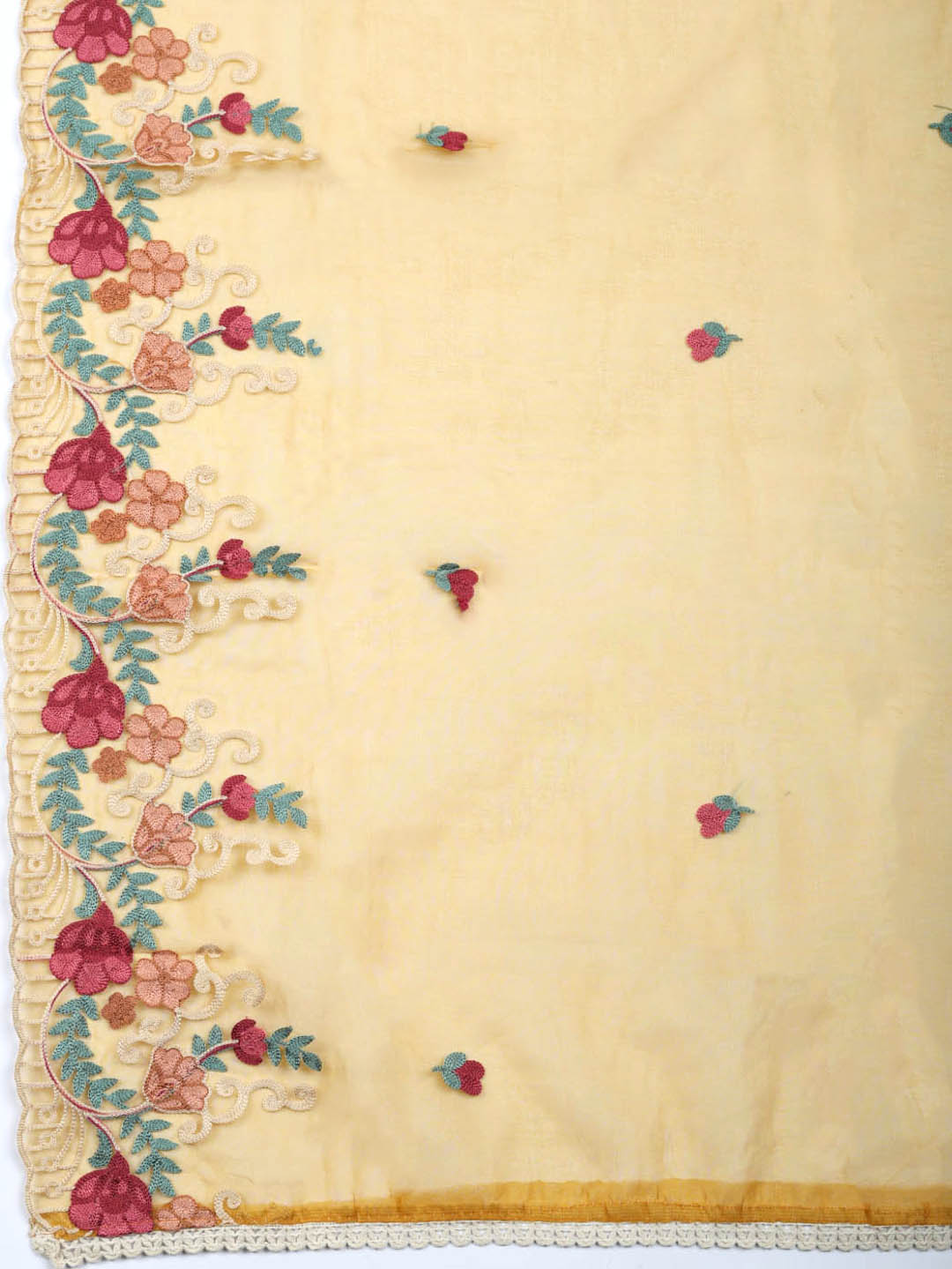 Embroidered Cotton Blend Unstitched Suit With Pant &amp; Dupatta