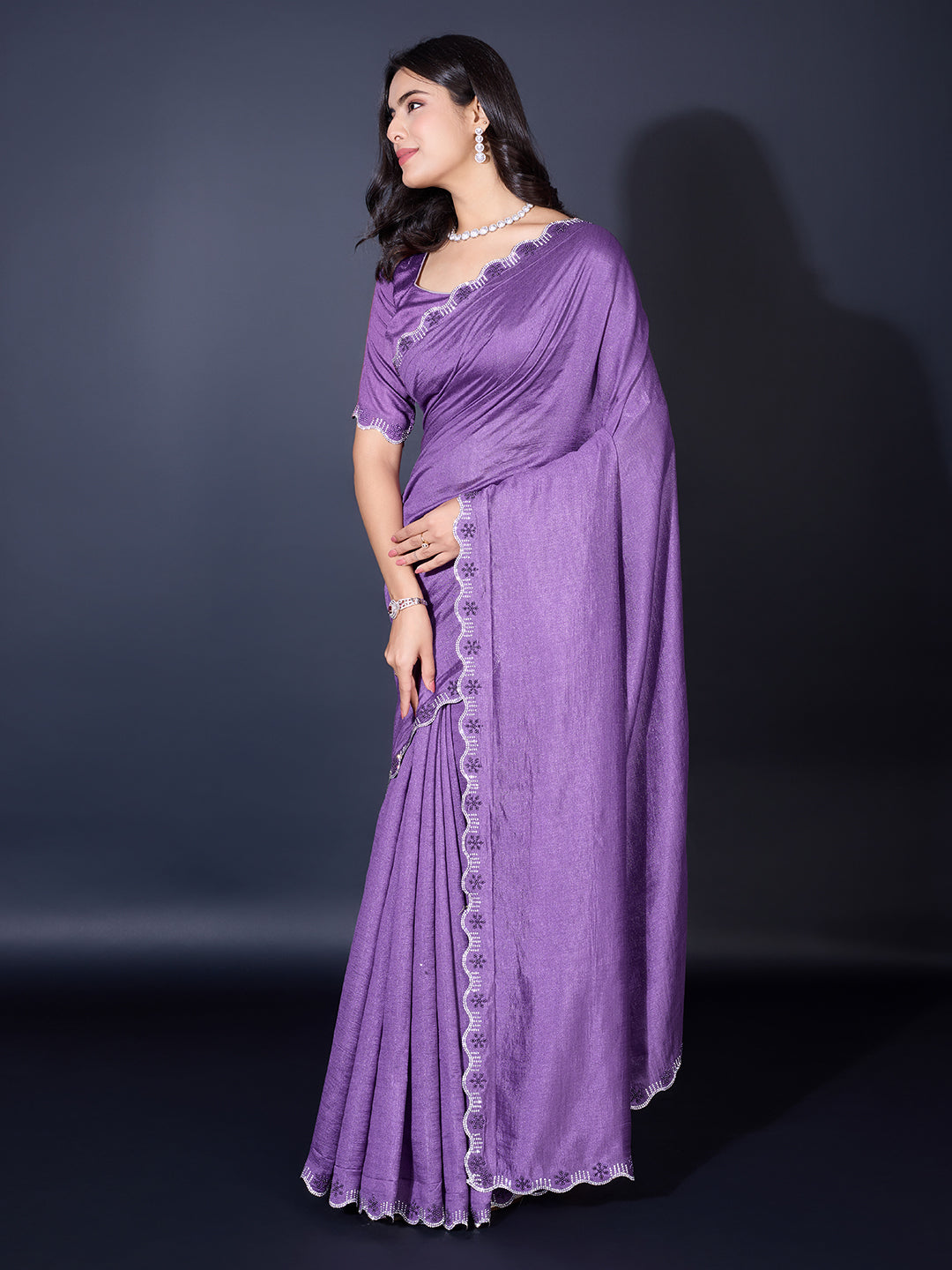 Embroidered Chiffon Saree