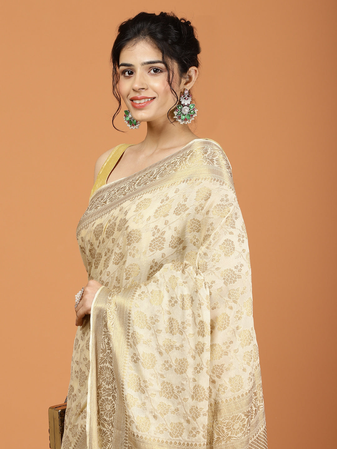 Zari Border Woven Chiffon Saree