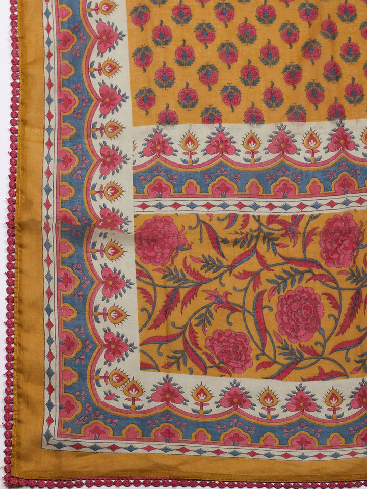 Embroidered Cotton Blend Unstitched Suit With Pant &amp; Dupatta