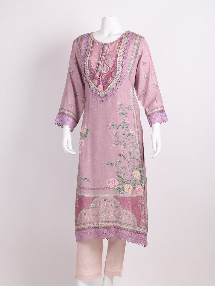 Floral Printed Muslin Kurta With Pants &amp; Dupatta