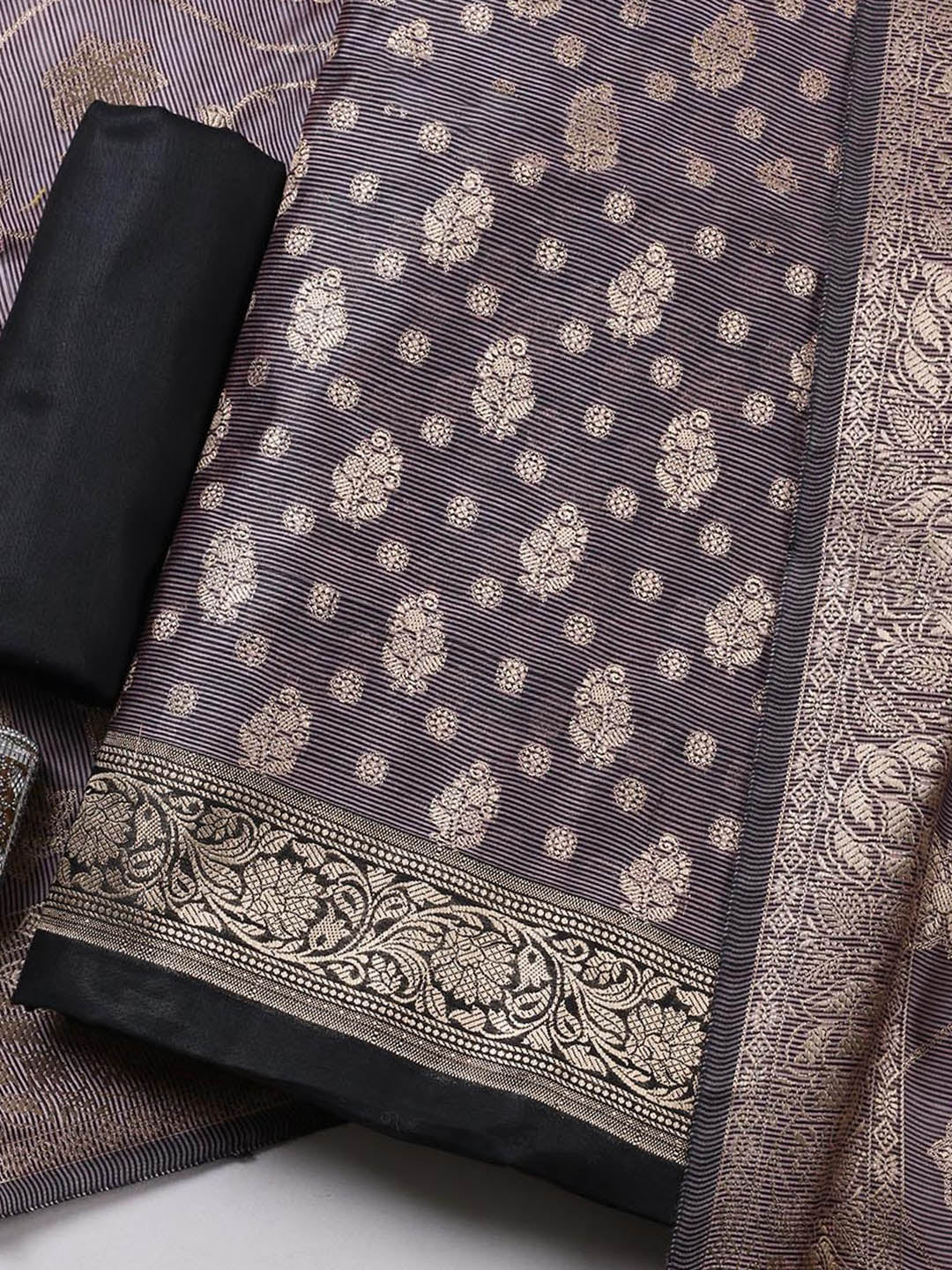 Banarasi Chanderi Unstitched Suit With Pant &amp; Dupatta
