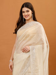 Sequence Embroidery Organza Saree