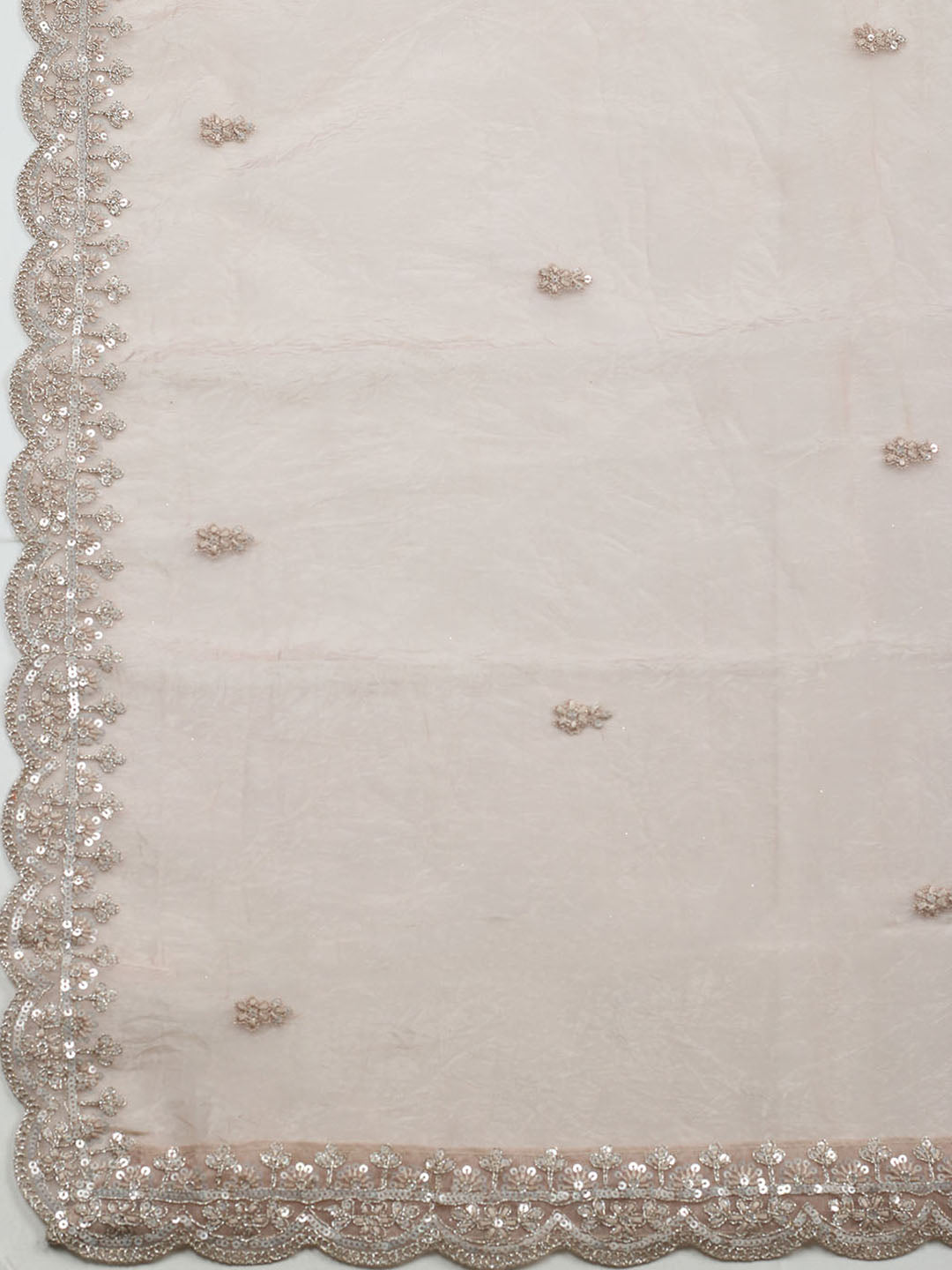 Embroidered Organza Unstitched Suit With Pant &amp; Dupatta