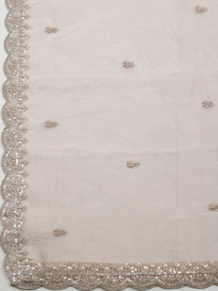 Embroidered Organza Unstitched Suit With Pant &amp; Dupatta