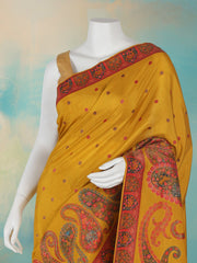Printed Dola Silk Mustard Saree