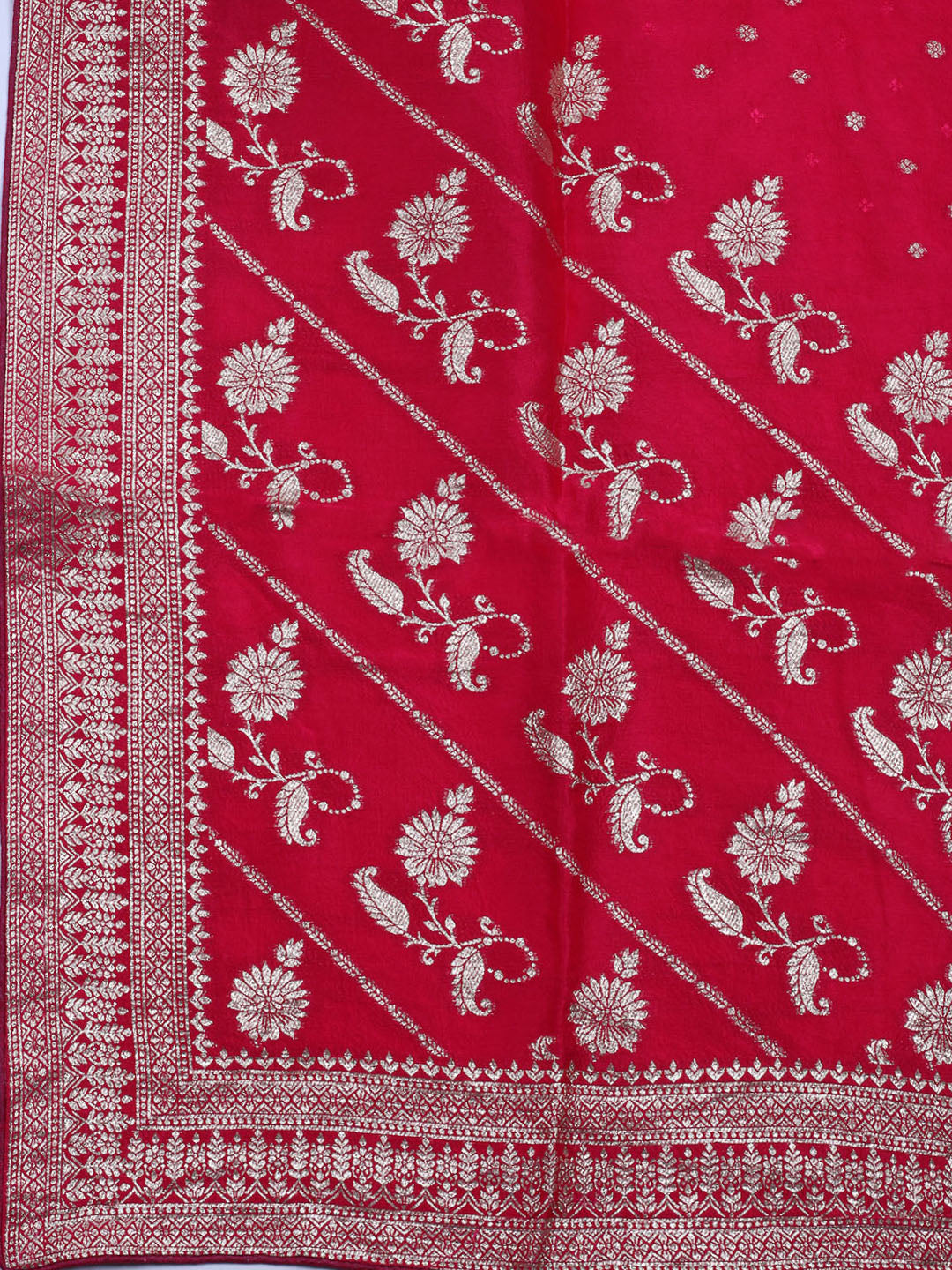 Embroidered Art Silk Unstitched Suit With Dupatta