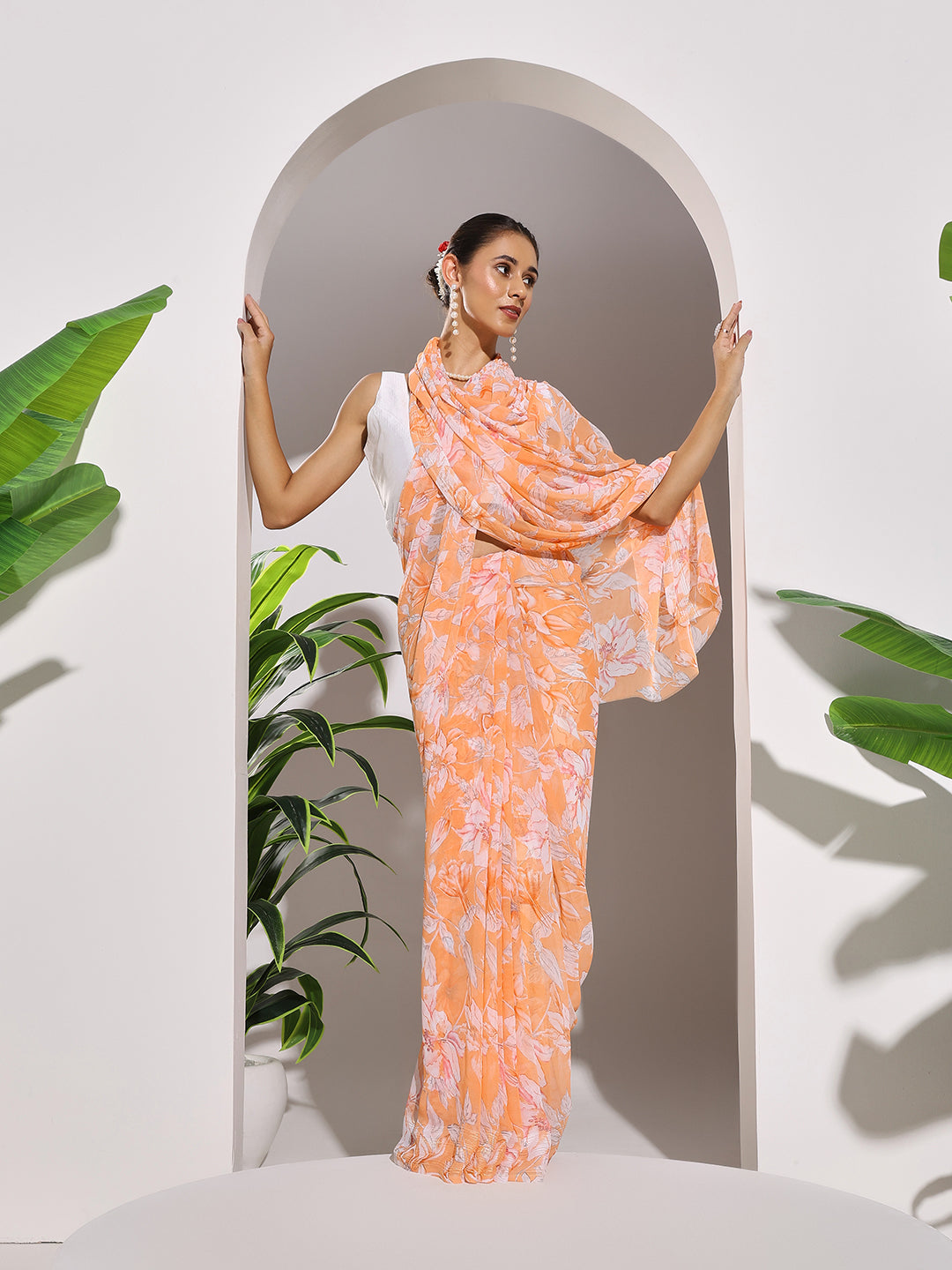 Floral Printed Georgette Saree