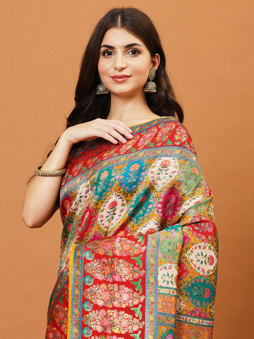 Zari Border Booti Woven Art Silk Saree