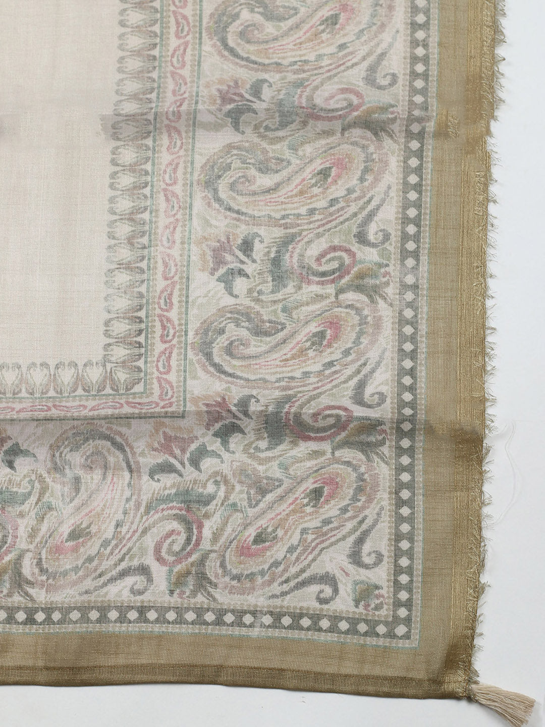 Embroidered Linen Blend Unstitched Suit With Pant &amp; Dupatta