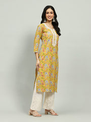 Plain Cotton Blend Kurta With Pants