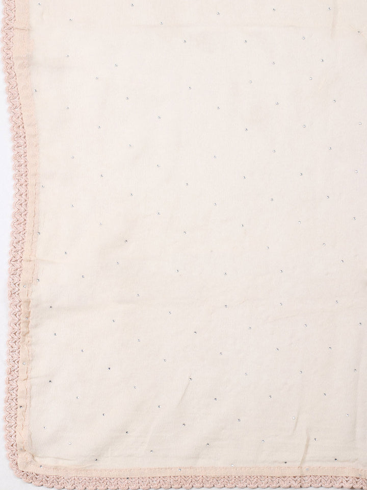 Embellished Cotton Blend Unstitched Suit With Pant &amp; Dupatta