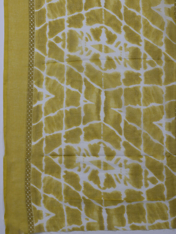 Patch Neck Cotton Blend Unstitched Suit With Dupatta