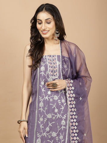 Neck Embroidered Muslin Unstitched Suit Piece With Dupatta