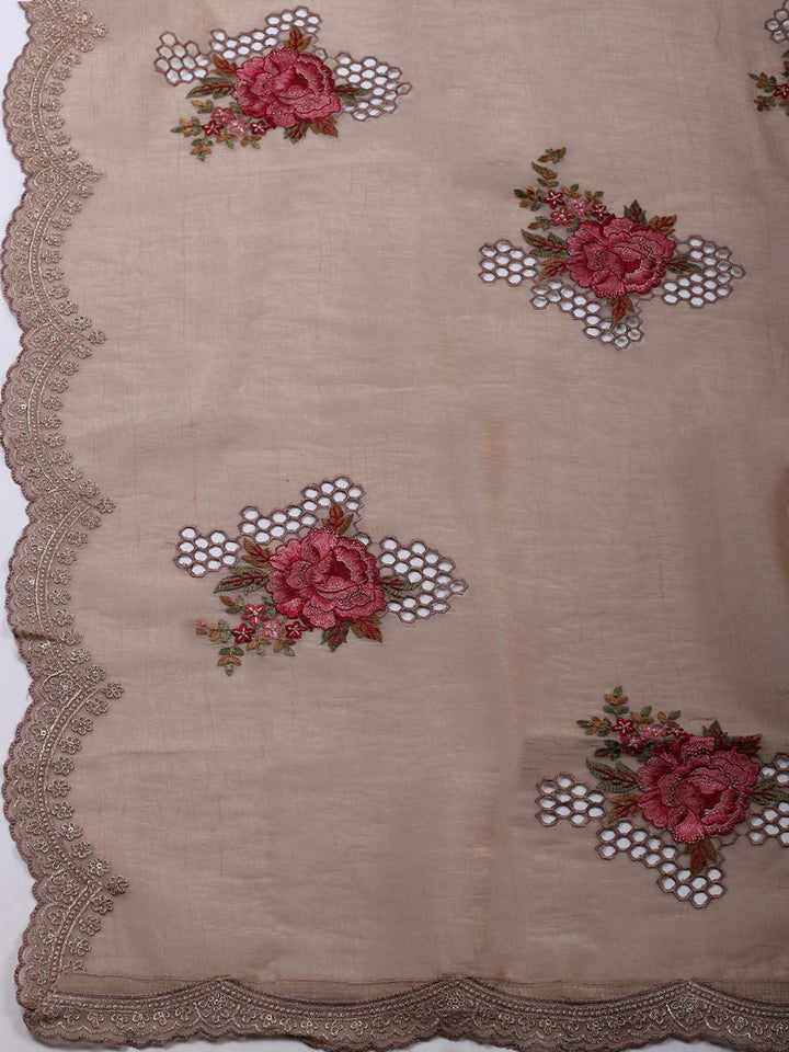 Embroidered Tissue Unstitched Suit With Dupatta