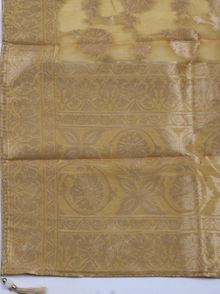 Embroidered Chanderi Unstitched Suit With Dupatta