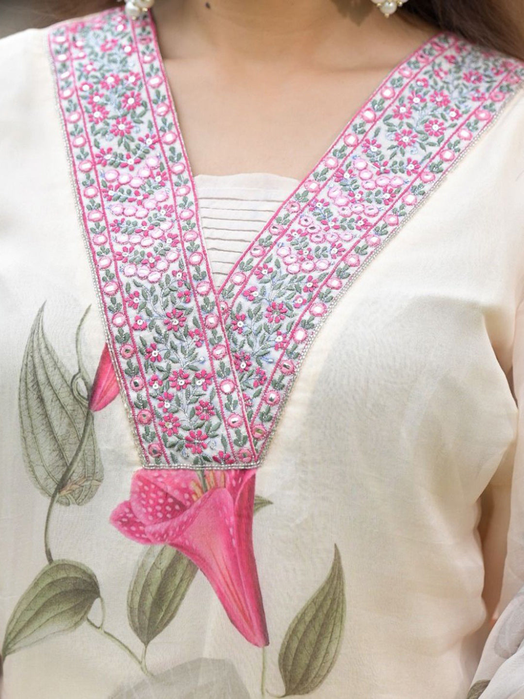 Printed Georgette Kurta With Pants &amp; Dupatta
