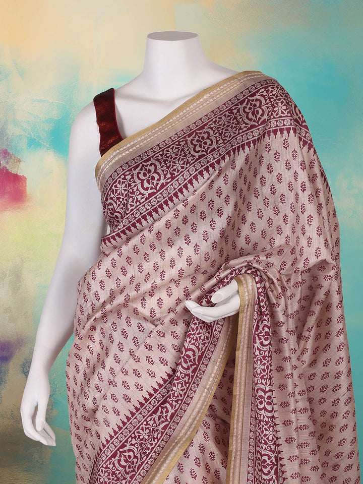 Printed Tussar Saree