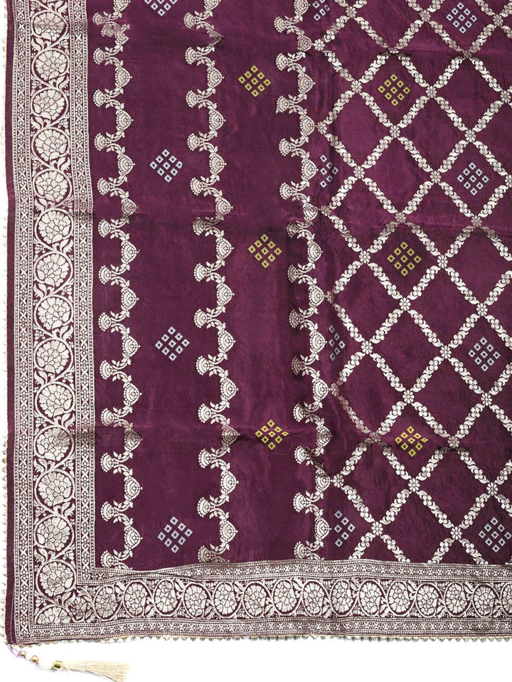Embroidered Chanderi Unstitched Suit With Pant &amp; Dupatta