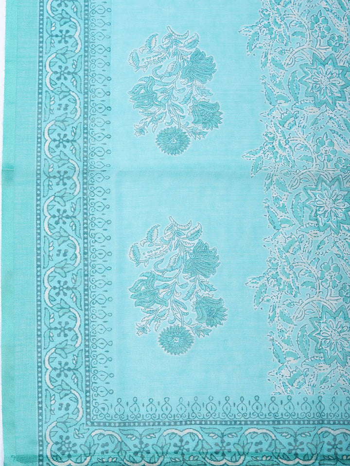 Embroidered Cotton Blend Unstitched Suit With Pant &amp; Dupatta