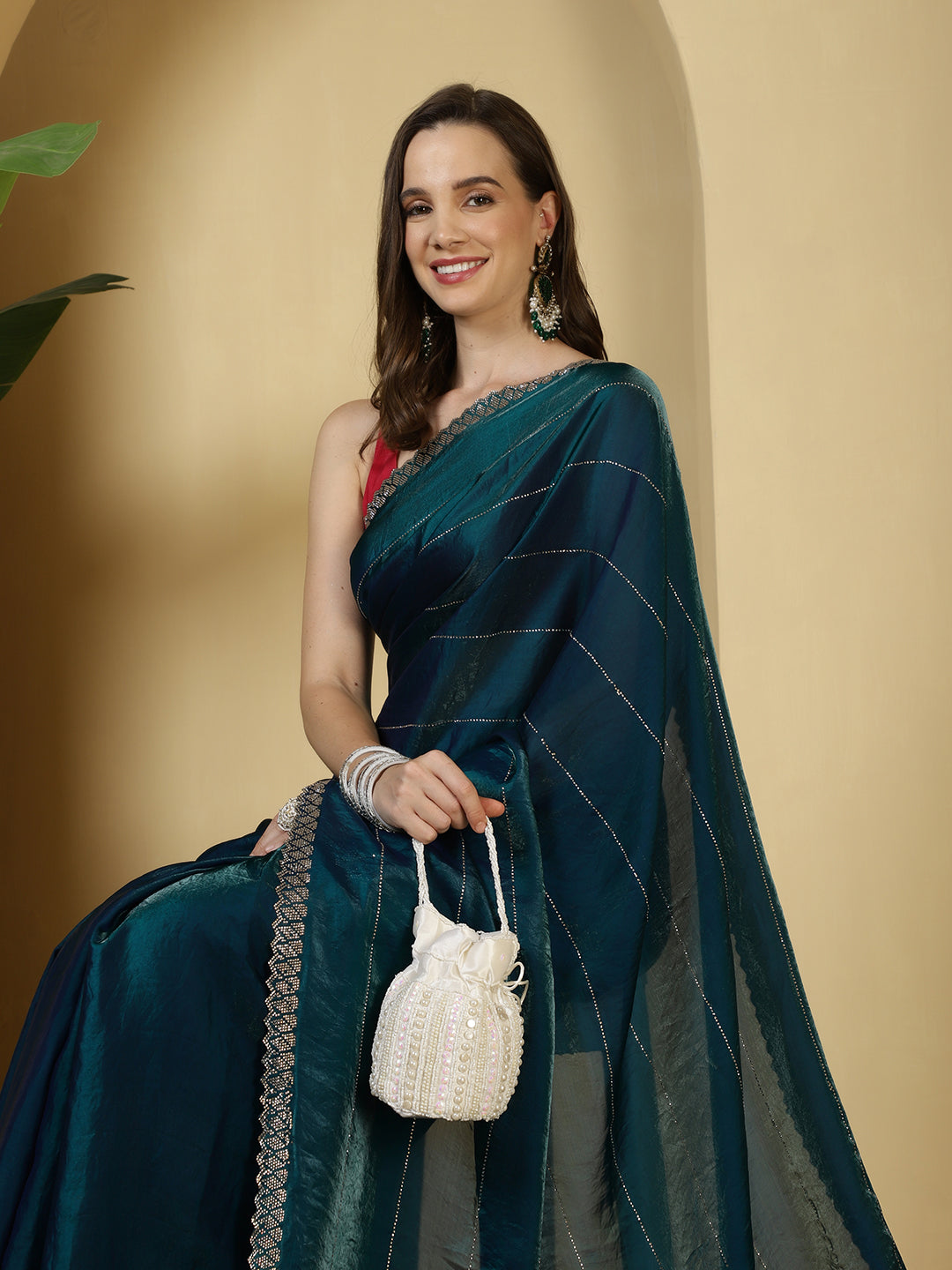 Sequence Work Satin Saree