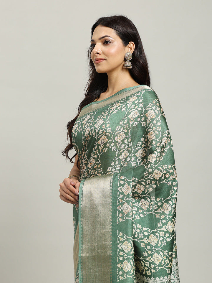 Ajrak Printed Cotton Blend Woven Saree