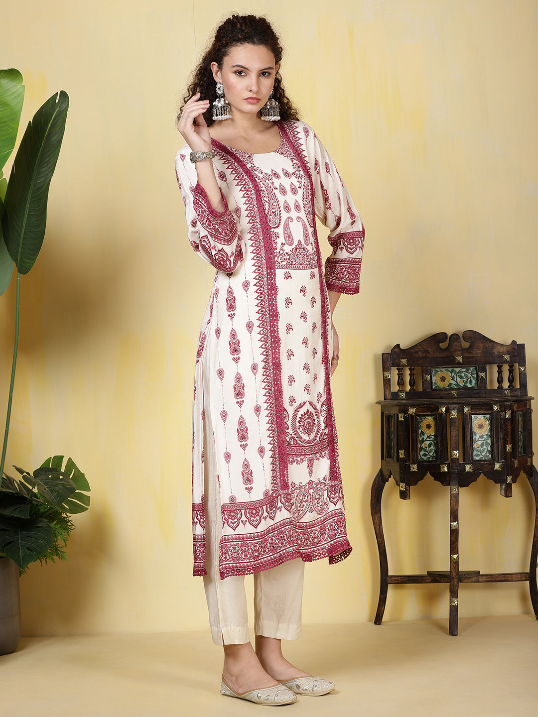 Printed Muslin Kurta With Pants & Dupatta