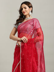 Sequence Embroidery Tissue Saree