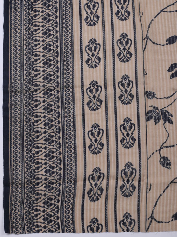 Patch Neck Cotton Blend Unstitched Suit With Dupatta