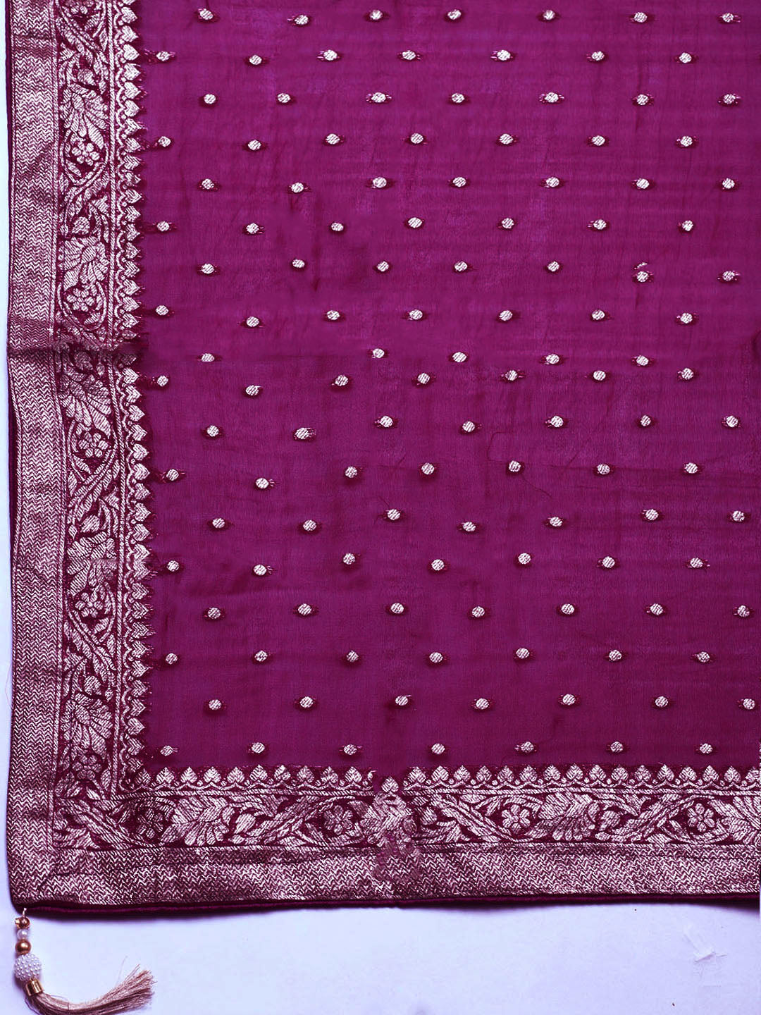 Embroidered Chanderi Unstitched Suit With Pant &amp; Dupatta