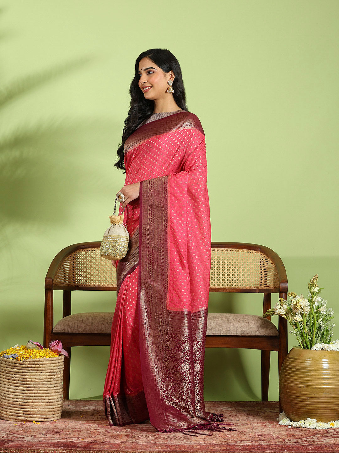 Plain Crepe Saree
