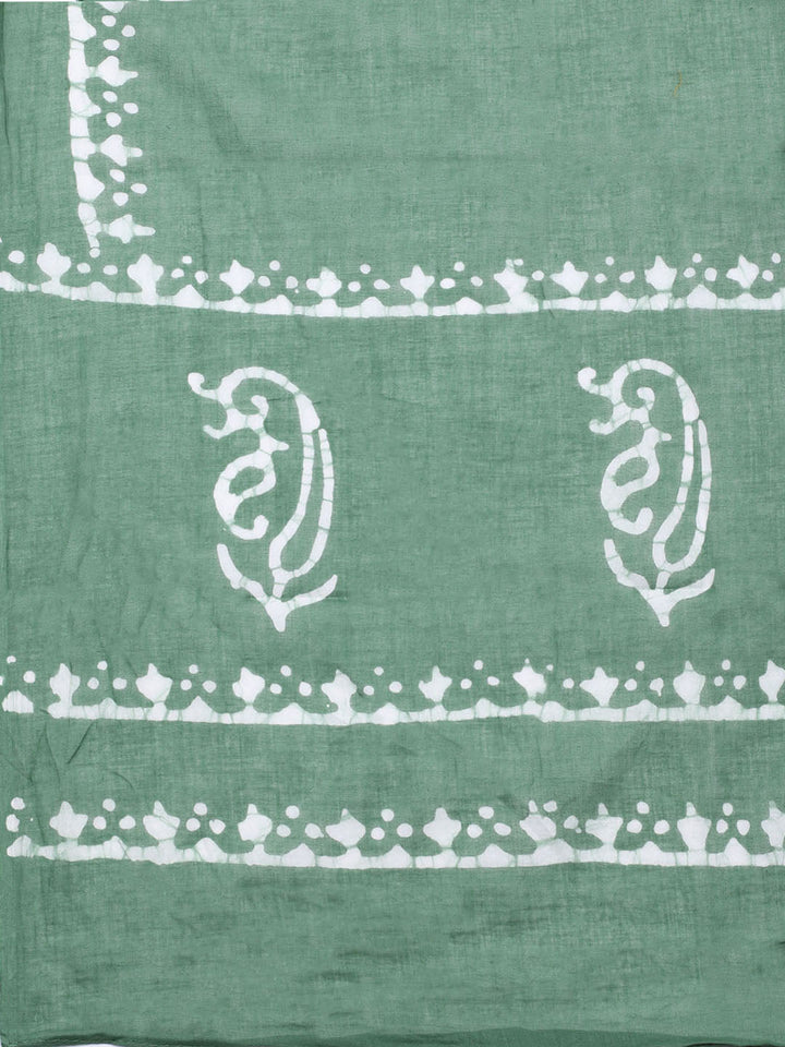 Printed Cotton Blend Unstitched Kurta With Pant &amp; Dupatta
