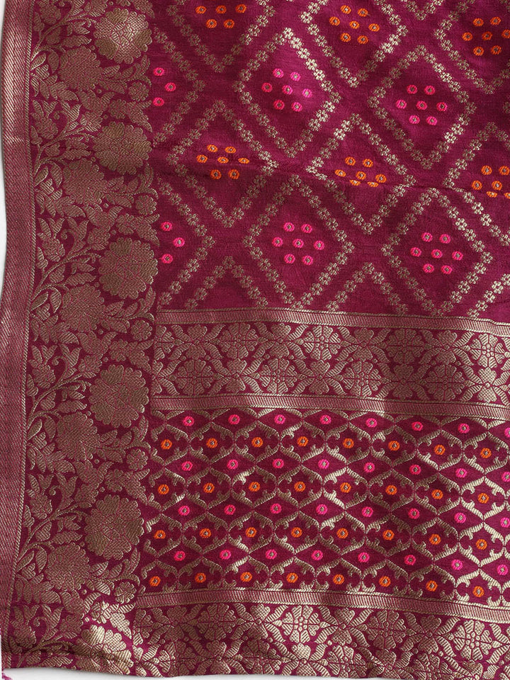 Embroidered Chanderi Unstitched Suit With Dupatta