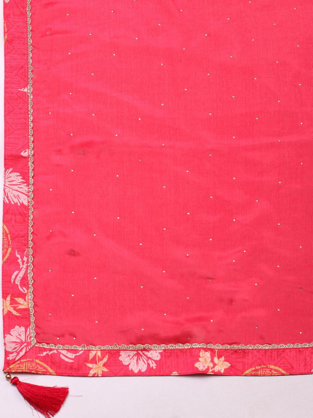 Embroidered Chinon Unstitched Suit With Pant &amp; Dupatta