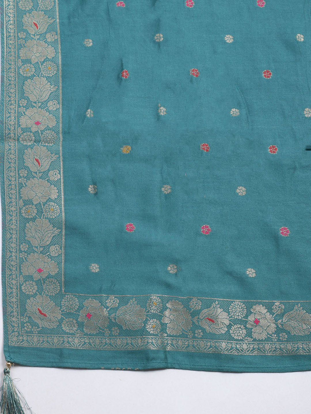 Pashmina Woven Design Unstitched Kurta With Pant &amp; Dupatta