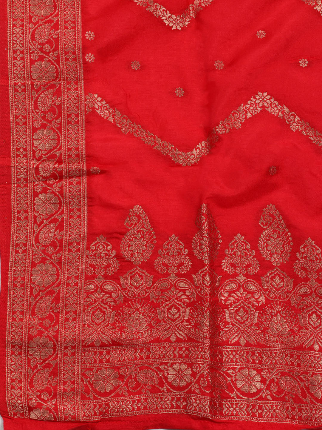 Neck Embroidered Chanderi Unstitched Suit With Dupatta