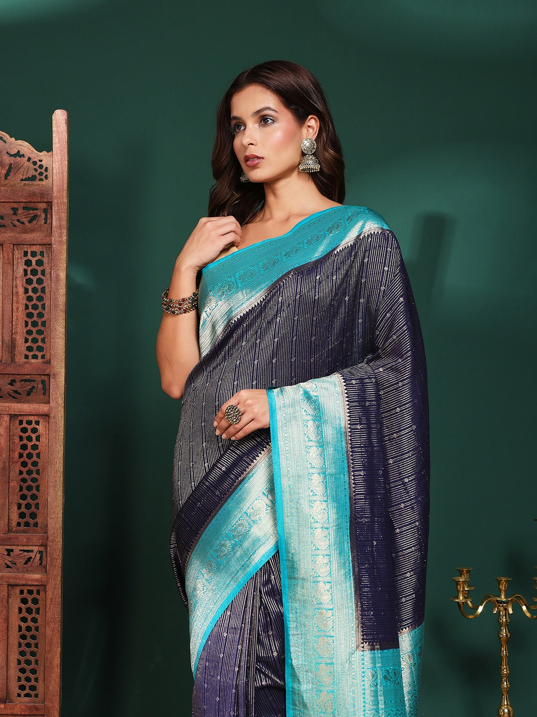 Plain Crepe Saree
