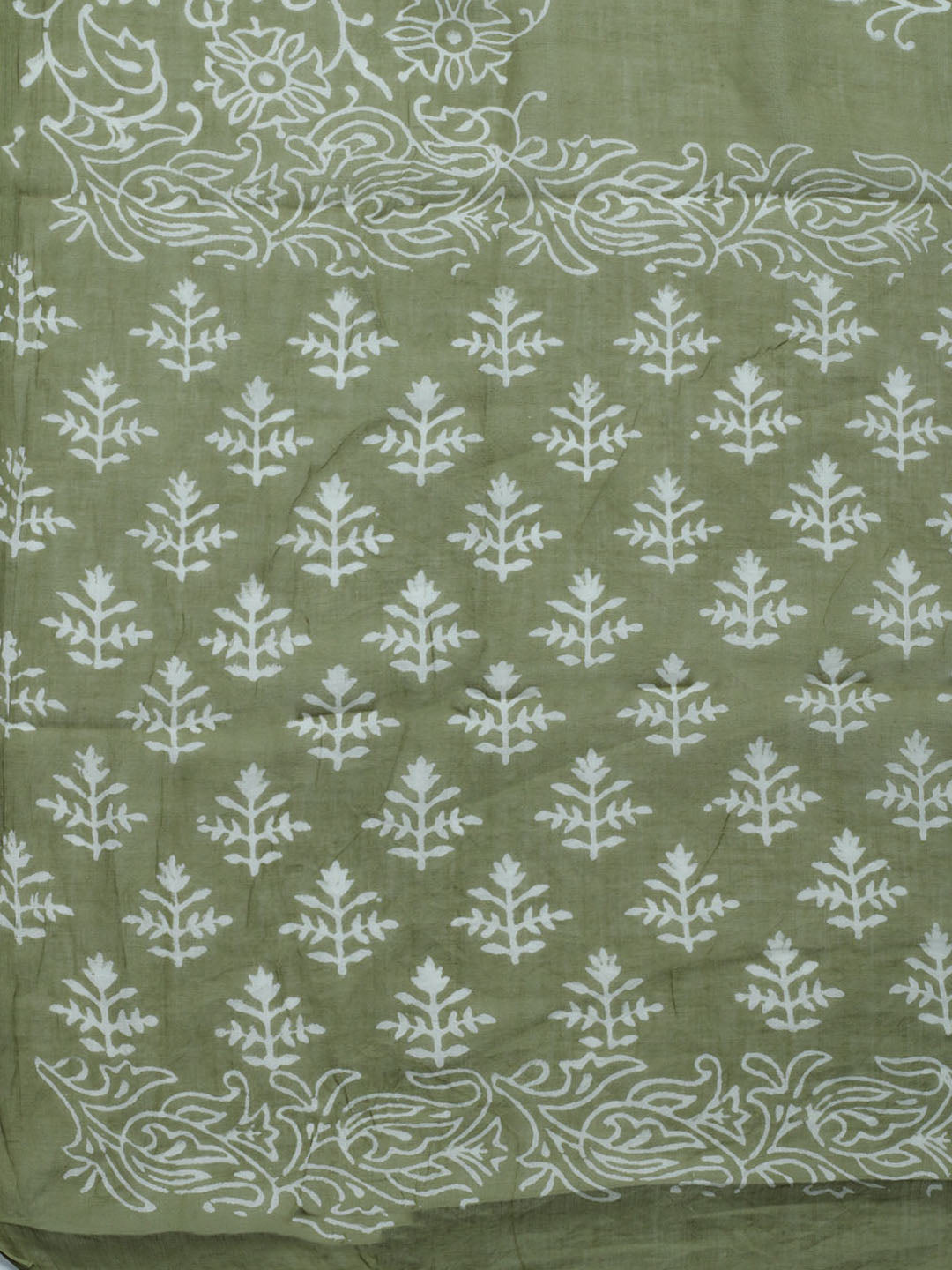 Printed Cotton Blend Unstitched Kurta With Pant &amp; Dupatta