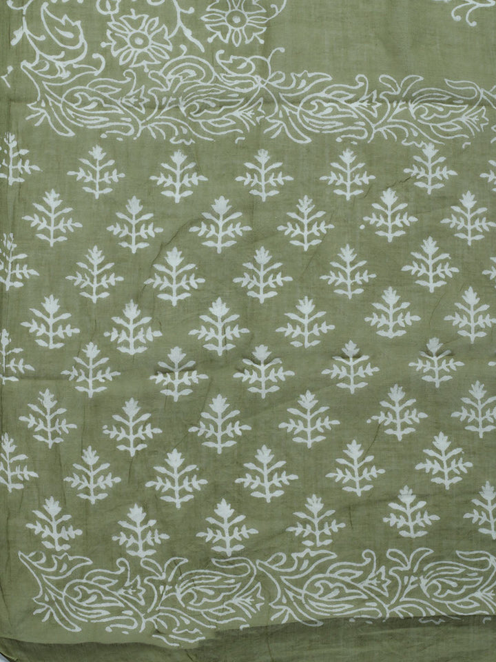 Printed Cotton Blend Unstitched Kurta With Pant &amp; Dupatta