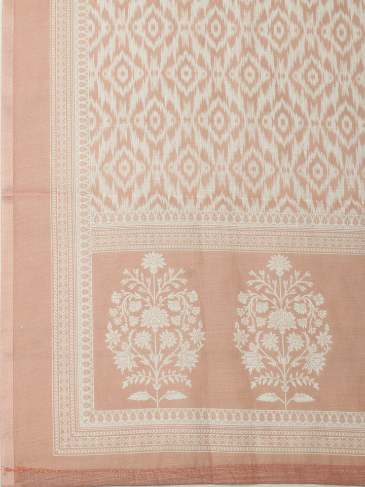 Embroidered Linen Blend Unstitched Suit With Pant &amp; Dupatta