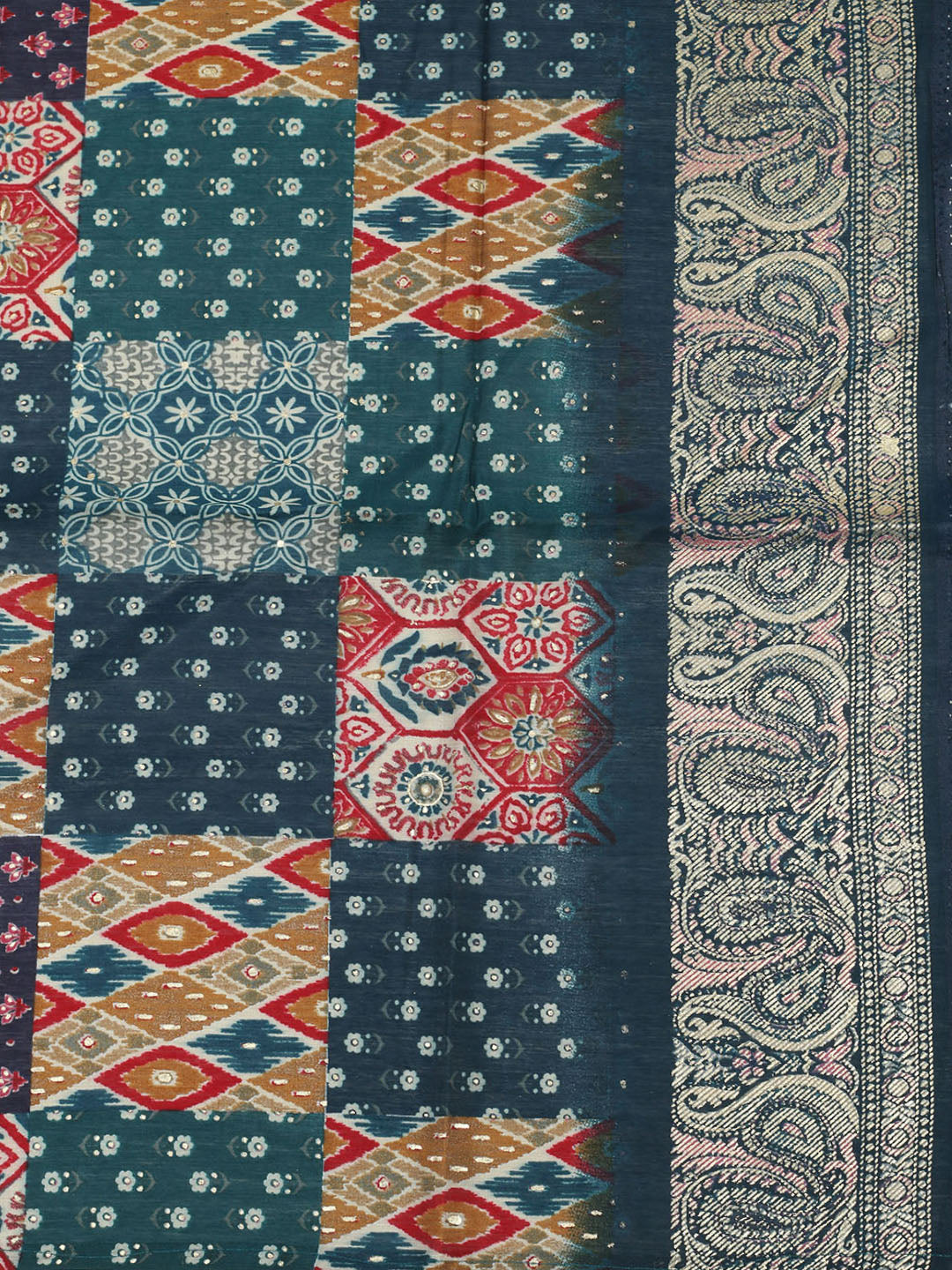 Embroidered Cotton Blend Unstitched Suit With Pant &amp; Dupatta
