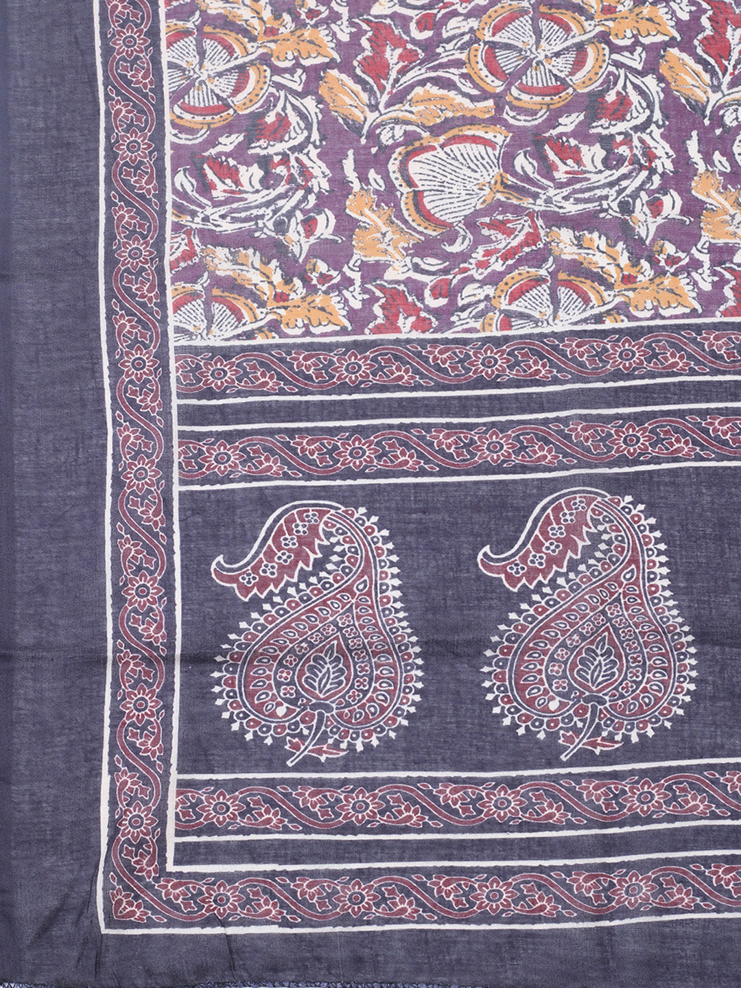 Printed Cotton Blend Unstitched Suit With Pant &amp; Dupatta