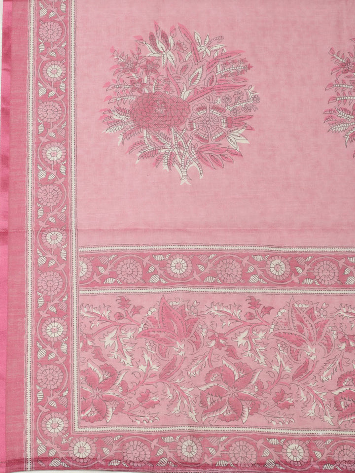 Embroidered Chanderi Unstitched Suit With Pant &amp; Dupatta