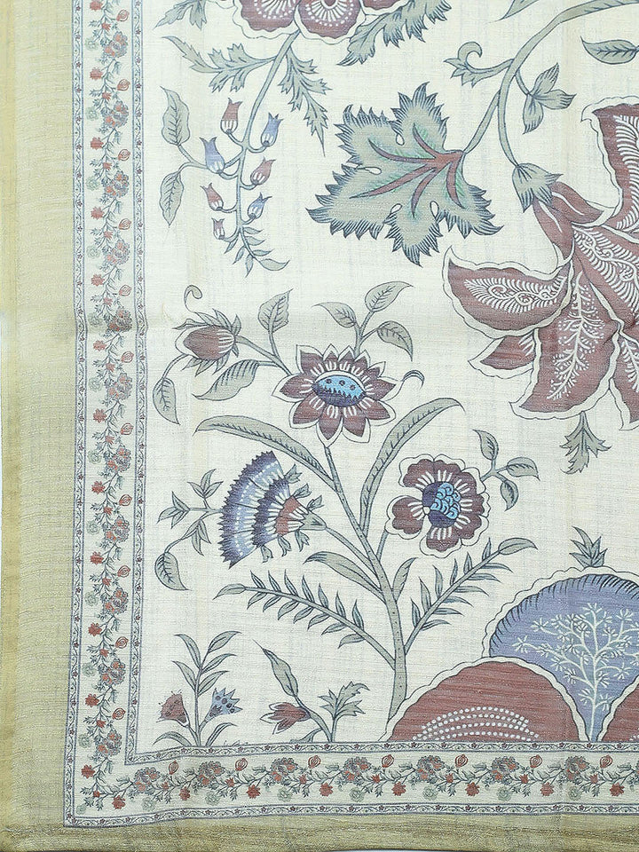 Embroidered Chanderi Unstitched Suit With Pant &amp; Dupatta