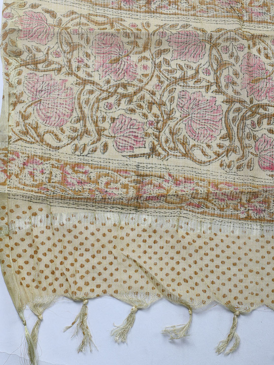 Printed Cotton Blend Unstitched Suit With Pant &amp; Dupatta